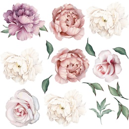 Peony Flower Combination TV Background Wall Living Room Bedroom PVC Wall Stickerpicture12