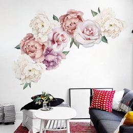 Peony Flower Combination TV Background Wall Living Room Bedroom PVC Wall Stickerpicture13