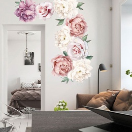Peony Flower Combination TV Background Wall Living Room Bedroom PVC Wall Stickerpicture14