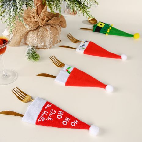 neue Weihnachtsdekoration Hut Messer und Gabel Set Tischdekoration Weinflasche Set's discount tags