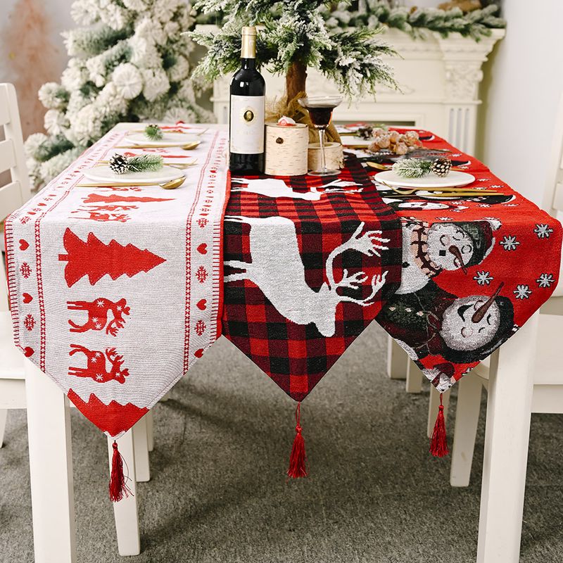 electric embroidered knitted cloth table runner creative snowman elk placemat tablecloth