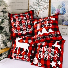 Adornos navideños Funda de almohada a cuadros de lino creativo Funda de almohada de alce navideño