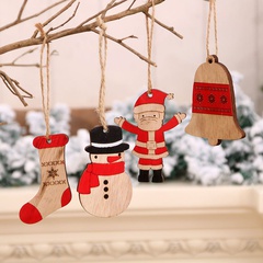 Colgantes pequeños de madera pintados de Navidad Colgantes de hilo de árbol de Navidad al por mayor