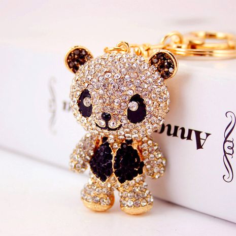 Llavero de panda rojo con diamantes de dibujos animados lindo creativo's discount tags