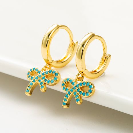 blue bow earrings real gold plating wild earrings's discount tags