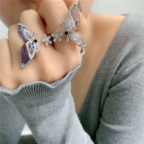 bague ouverte papillon zircon diamant flash's discount tags