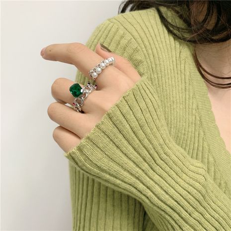 pearl zircon  emerald index finger ring  NHYQ262569's discount tags