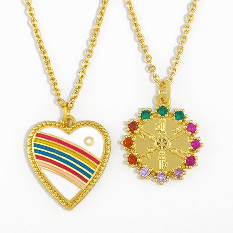heart-shaped simple rainbow pendant copper clavicle chain necklace's discount tags