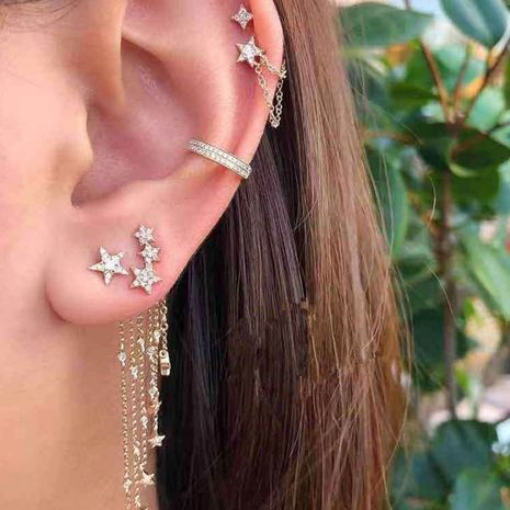 jewelry fashion five-pointed star tassel super flash diamond earrings star earring ear clip's discount tags