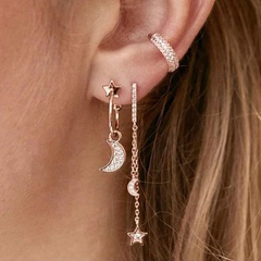 jewelry wholesale creative simple diamond five-pointed star moon earrings set