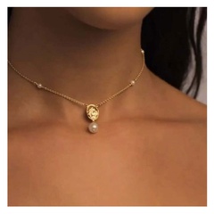 Neue modische Legierung runde Perle Anhänger Halskette für Frauen