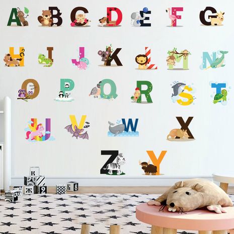 26 englische Briefaufkleber englische Wörter Cartoon Tier Kinderzimmer Wandaufkleber's discount tags