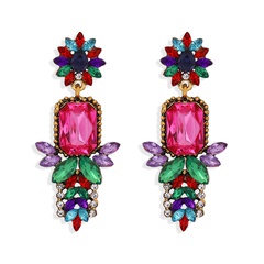 fashion color diamond new geometric exaggerated long shiny full color diamond earrings