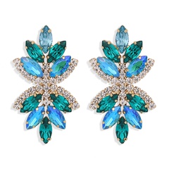 Fashion multi-layer alloy diamond-studded rhinestone flower women's earrings