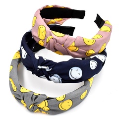 fabric individual simple smiley hairband girls retro knotted wash face hairpin hair accessories