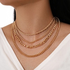 simple multi-layer clavicle chain necklace gold chain four layered necklace