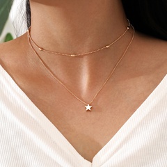 Simple Double-Layer Clavicle Necklace Star-Shaped Pendant Necklace