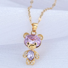 Exquisite Korean fashion sweet OL simple flash diamond bear women's copper necklace