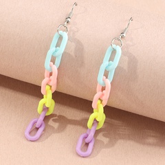 simple geometric square creative colorful resin chain long earrings