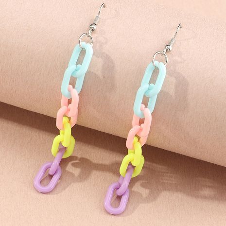simple geometric square creative colorful resin chain long earrings's discount tags