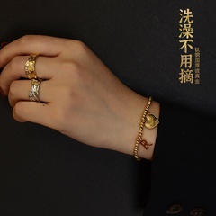 trendy wild letter R peach heart pendant hand ornament titanium steel bracelet for women