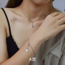 Fashion tide round heart sleeve titanium steel twist piece ring necklace bracelet clavicle chain setpicture19