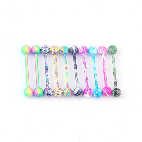 Single 10 colors body piercing jewelry stainless steel water grain paint tongue nails breast ring  NHEN263959's discount tags