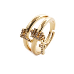 fashion butterfly cross open zircon copper rings wholesale