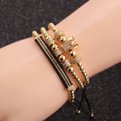 hot-selling fashion new men's micro-inlaid crown copper bracelet set