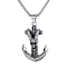 hot-selling new retro anchor claw skull cross titanium steel men's necklace jewelry wholesale