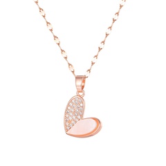 Cross-Border Hot Selling New Japanese and Korean Simple Temperament Heart Shape with Diamond Women's Necklace Online Influencer Clavicle Chain All-Matching Accessories