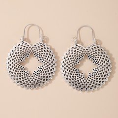 fashion simple retro alloy lotus hollow geometric shape earrings