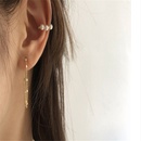 Korean simple ear bone clip twopiece metal tassel pearl  earrings set wholesalepicture12