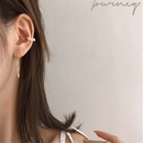 Korean simple ear bone clip twopiece metal tassel pearl  earrings set wholesalepicture13