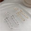Korean simple ear bone clip twopiece metal tassel pearl  earrings set wholesalepicture14