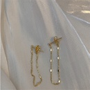 Korean simple ear bone clip twopiece metal tassel pearl  earrings set wholesalepicture15