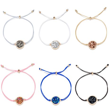 hot-selling golden round color rope women's resin natural stone alloy bracelet's discount tags