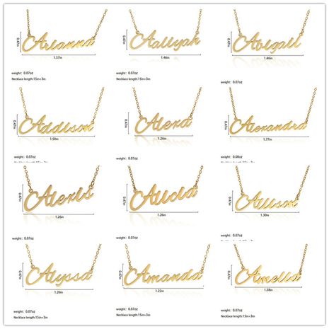 Fashionable stainless steel customizable English alphabet name ladies necklace wholesale's discount tags