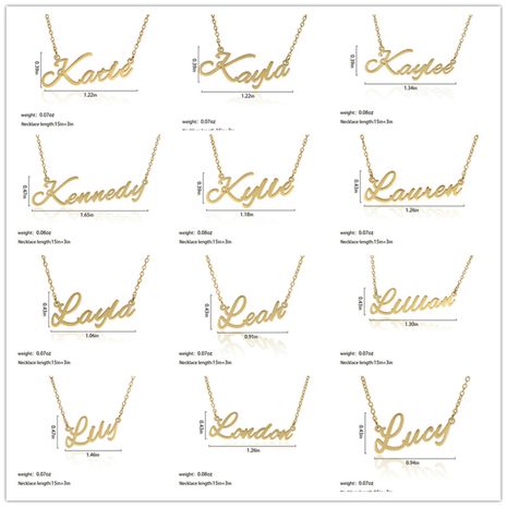 Fashionable stainless steel customizable English alphabet name ladies necklace wholesale's discount tags