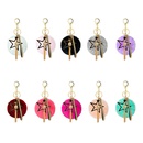 hot alloy fivepointed star diamondstudded small golden ball leather strap tassel hair ball keychain pendant bag accessoriespicture6