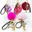 hot alloy fivepointed star diamondstudded small golden ball leather strap tassel hair ball keychain pendant bag accessoriespicture7