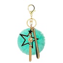 hot alloy fivepointed star diamondstudded small golden ball leather strap tassel hair ball keychain pendant bag accessoriespicture10