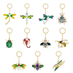 new diamond alloy keychain pendant cute animal insect shape pendant bag accessory pendant
