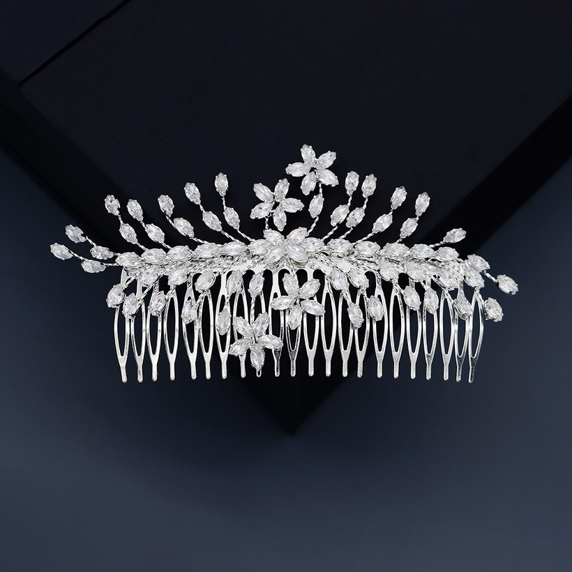 Bijoux Fantaisie Bijoux De Mariage | PeigneCheveux En Zircon Feuille Florale En Trois Dimensions - QY46021