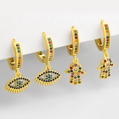 fashion micro-inlaid zircon simple devil's eye copper earrings for women jewelry accessories