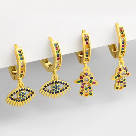 mode micro-incrusté zircon simples boucles d'oreilles en cuivre oeil du diable pour femmes bijoux accessoires's discount tags
