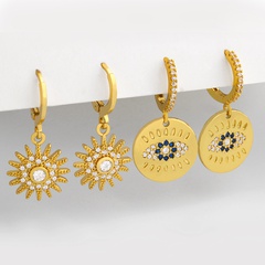 Fashion new sun flower inlaid zircon copper earrings for women wholesale