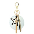 hot alloy fivepointed star diamondstudded small golden ball leather strap tassel hair ball keychain pendant bag accessoriespicture11