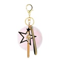 hot alloy fivepointed star diamondstudded small golden ball leather strap tassel hair ball keychain pendant bag accessoriespicture12