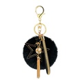hot alloy fivepointed star diamondstudded small golden ball leather strap tassel hair ball keychain pendant bag accessoriespicture13